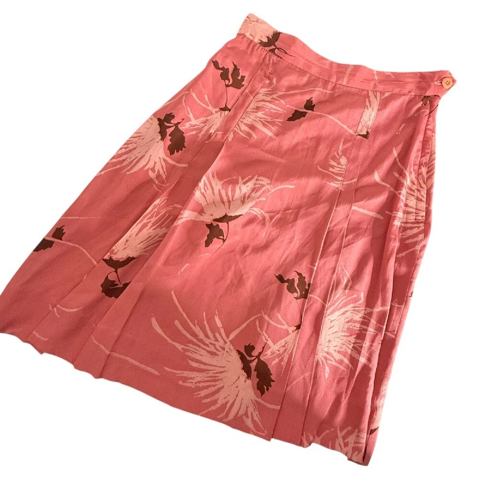 Vintage Carole Little for Saint Tropez Silk Skirt Womens 6 Pleated Floral Retro - Image 4 of 4