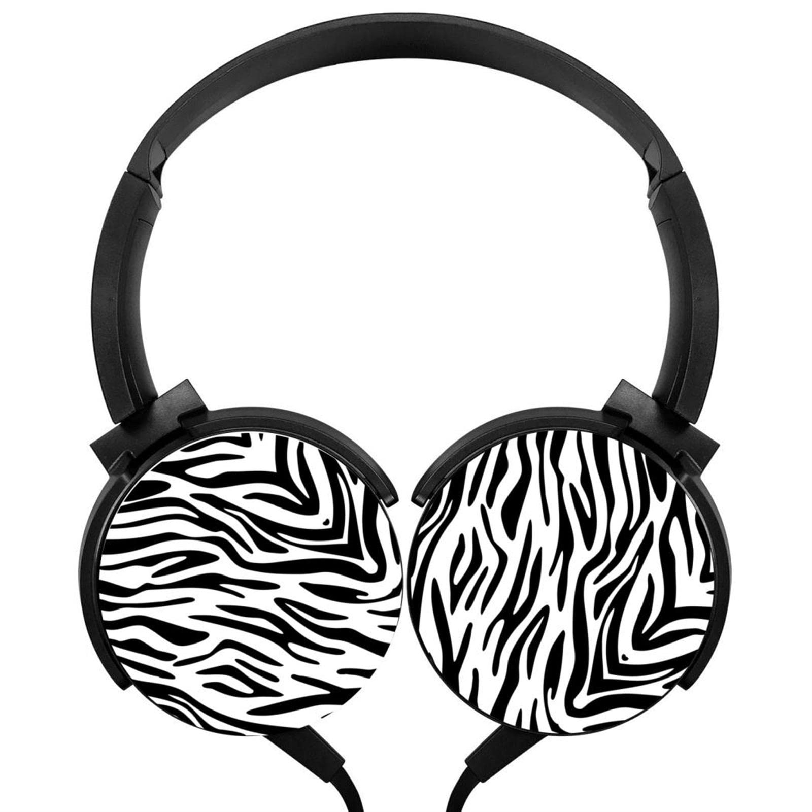 Zebra Stripe Wired Foldable Over-Ear Headphones for Kids & Adults  
