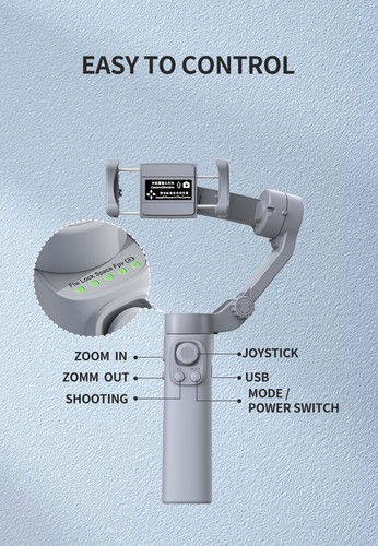 F5 Handheld 3-Axis Gimbal stabilizer Anti-Shake for Samsung Huawei iPhone Mobile - Bild 20 von 22