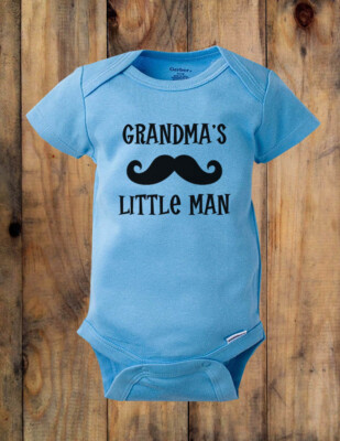 Boy Grandma Shirts For Babies Grandma's Little Man Mustache Cute
