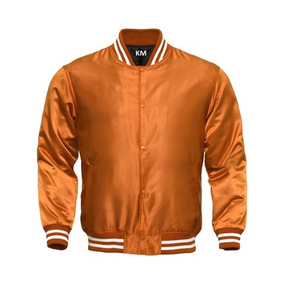 Personalized Varsity Jacket Letterman Jacket Orange Satin Jacket Men XL