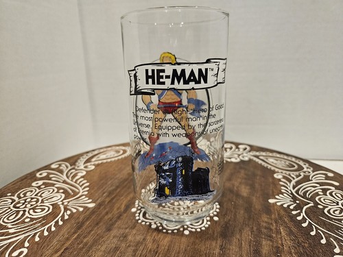 Masters Of The Universe He-Man Glass Mattel 1983 MOTU He Man Heman - Picture 5 of 16
