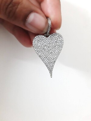 1.20Ct Round Moissanite Women's Heart Charm Pendant Necklace 925 Sterling Silver