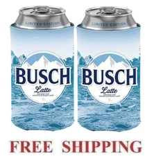 BUSCH LIGHT BEER 2 BUSCH LATTE LIMITED 12oz CAN COOLERS KOOZIE COOLIE HUGGIE BUD
