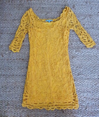 Antonio Melani Yellow Fitted Lace Dress - Size XS Summer Colourful Bright |  eBay