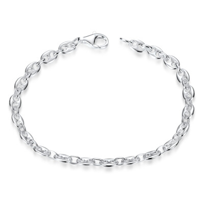 MATERIA Armband Silber 925 Damen Kaffeebohne Kette Armkette 17-22cm