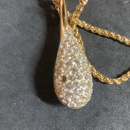Vintage Swarovski Crystal Tear Drop Pendant 2” 30” Necklace B144 - Picture 5 of 7