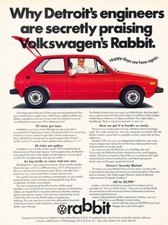 1975 Vw Volkswagen Rabbit Original Advertisement Print Art Car Ad Pe69