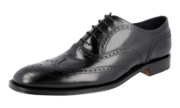 Prada Leder Sohle Budapester Oxford Business Schuhe - Schwarz - Neu - 10 44-image