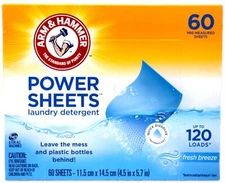 ARM & HAMMER Laundry Detergent Power Sheets Fresh Breeze 60 ct
