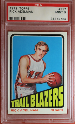 rare topps basketball cards 1972 Topps basketball card RICK ADELMAN #117 PSA 9 MINT (INCREDIBLY RARE  CARD)