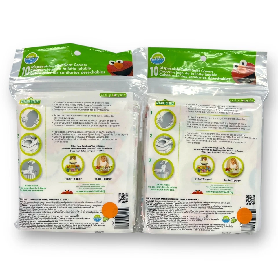 Paquete de 2 fundas de asiento de inodoro público desechables Sesame Street Elmo para niños (20 piezas) Foto 3 de 4