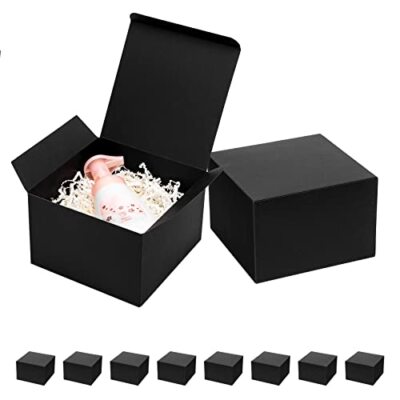 Black Gift Boxes with Lids 6x6x4 Inches 10 Pack Groomsmen 1 Count (Pack of 10)