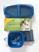 Pureness Large Cat Pan Liners, 12 Count in a set with food bowls