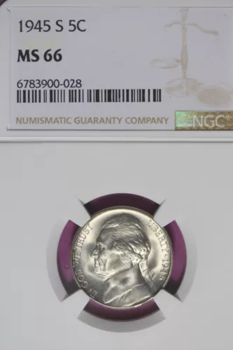 1945 S- NGC 5C MS66 JEFFERSON NICKEL #B44881