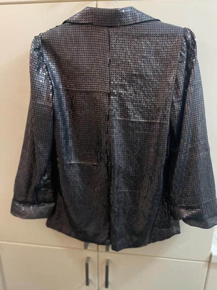 Vintage Rocawear Women's XS Black Sequin Blazer Open Front - Image 4 of 4