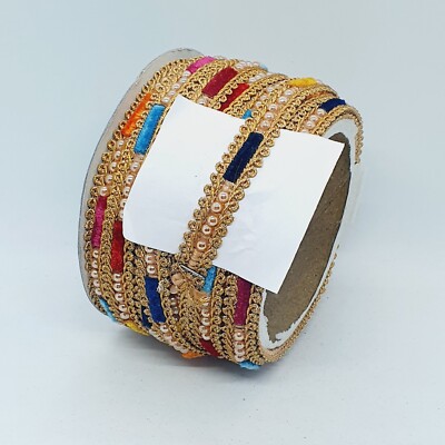 14 mm Multi und Gold Indisches Zopfband Borte Verzierung Nähen Perle Perle
