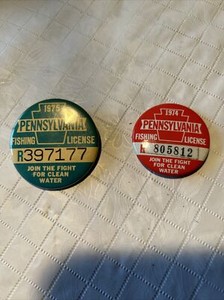 Bouton épingle Permis De Pêche Pennsylvanie 1928 - Vintage, Collection USA