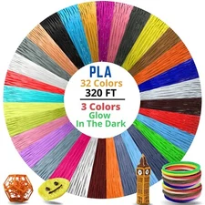 32 Colors 3D Pen PLA Filament Refills, Each Color 10 Feet, Total 320 Feet, Pack 