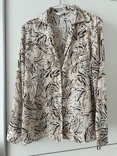 PRIMARK Süßes Schlafanzug Oberteil S Satin Beige Schwarz Tiger 🐯 Muster 🐅