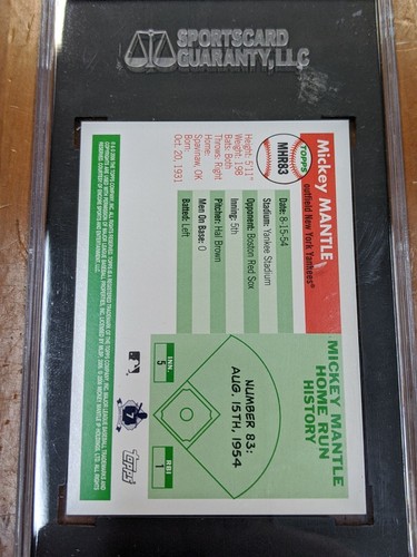 2006 Topps Mickey Mantle Home Run History Set Break #83 SGC 10 GEM MINT - Picture 2 of 2