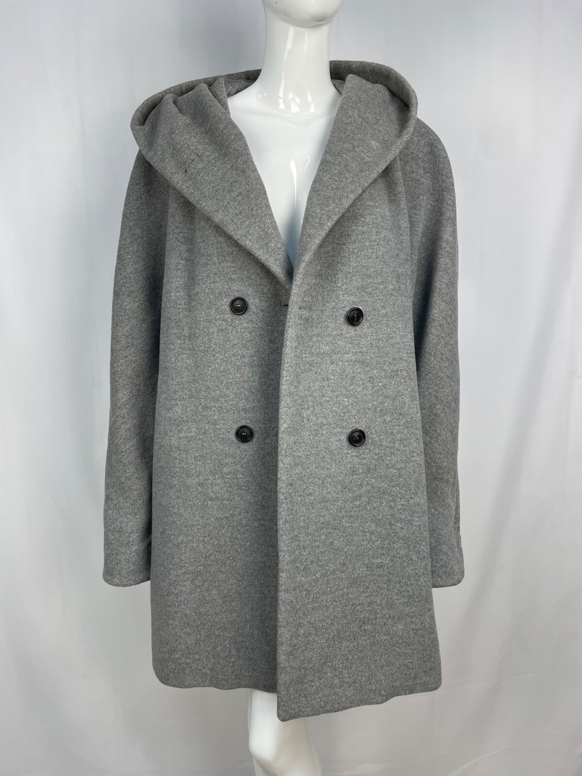 Women`s Burberry London Double-Breasted Pure Wool Hooded Coat Size L-XL