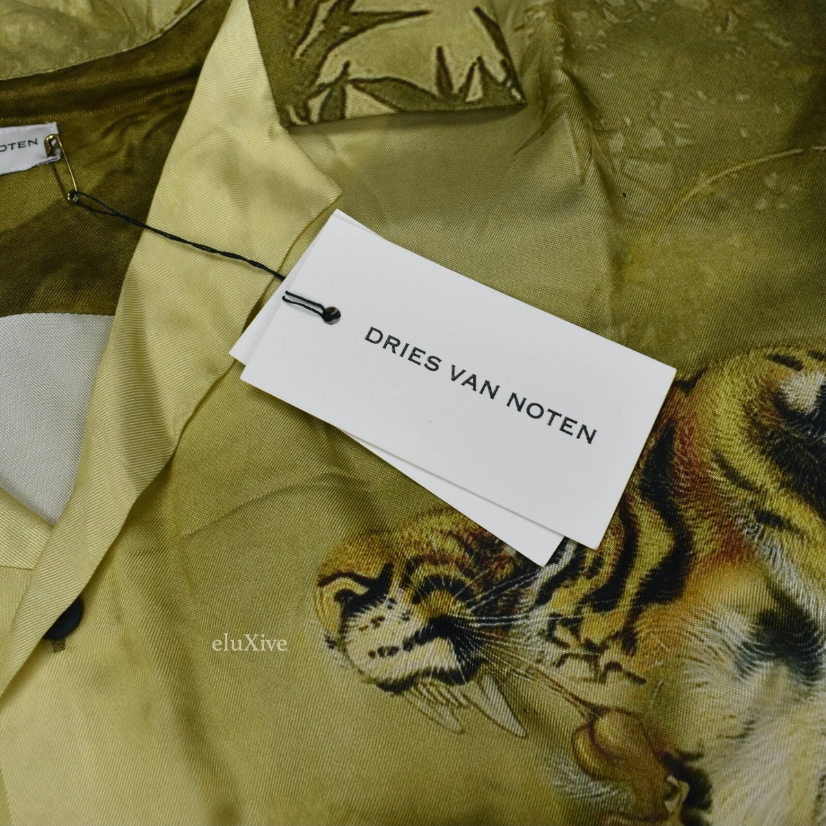 NWT $735 Dries Van Noten Tiger Print Viscose Carltone Club Shirt