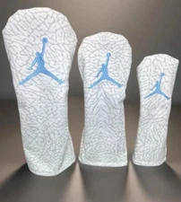 Air Jordan Head Cover White and Grey UNC Blue Handmade Upcycled