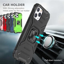 For iPhone 12, 12 Pro Max Case Shockproof Armor Kickstand Cover+Tempered Glass