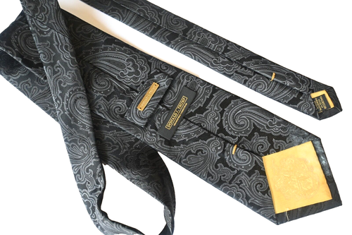 DONALD J. TRUMP MEN'S TIE BLACK/PAISLEY WIDTH: 3.7/8" LENGTH 58" - Picture 3 of 4