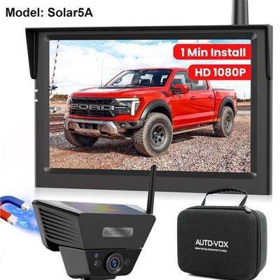 AUTO-VOX Wireless 5'' Monitor Solar Magnetic Backup Camera For Truck Car Trailer