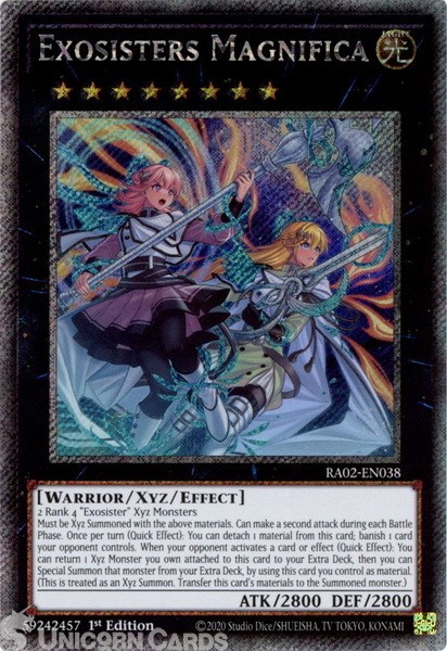 RA02-EN038 Exosisters Magnifica : Platinum Secret Rare 1st Edition YuGiOh Card