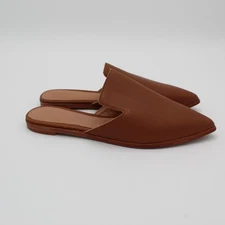 Madewell Gemma Mule Womens 7.5 Brown Leather Pointed Toe Slip On Flat Shoes