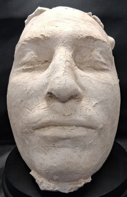 Plaster or Clay Life Mask of a Face with Closed Eyes and Neutral Expression 