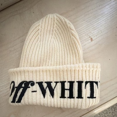 Off-White Beige Adjustable Beanie Men's Designer Hat Casual Winter Fall One Size