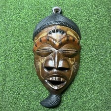 Large African-Style Hand-Carved Wooden Wall Mask with Painted Tribal Motifs — listing 5