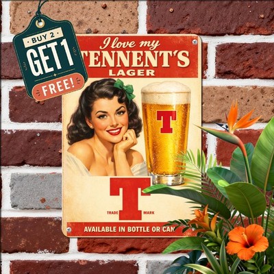 Scottish Lager Beer Vintage Tin Sign Retro Brewery Pub Man Cave Wall Art 8x12