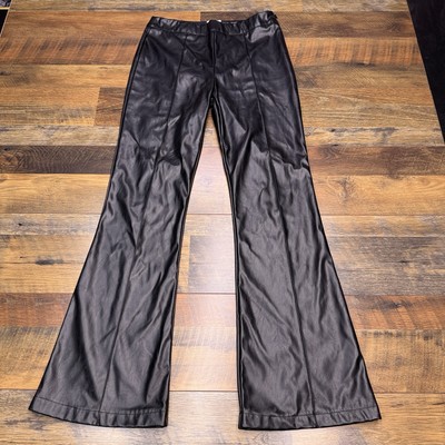 Princess Polly Faux Leather Pants Womens 8 Black Bootcut High Rise Stretch 