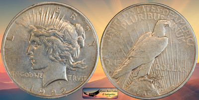 1922 D Silver Peace Dollar, Extremely Fine Details, Cleaned Obverse, C8625