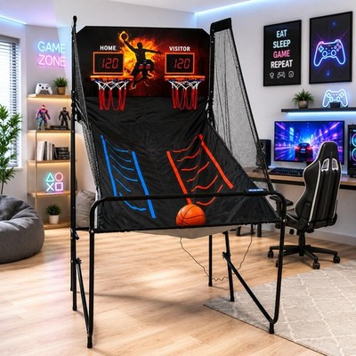 Indoor Elektronisches Basketball Arcade Spiel Dual Hoop Faltbare Anzeigetafel Ball Set