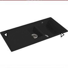 Image of Carron Phoenix Debut 150 Granite Kitchen Sink 1.5" Bowl Jet Black