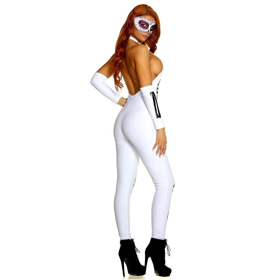 Disfraz Esqueleto Estampado Hueso Mono Mangas Brazos Blanco Negro 557791 S/M Foto 4 de 4