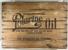 Vintage Polarine Standard Oil Motor, Marine Oil OHIO Wooden Crate RARE