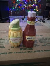 Ceramic Ketchup And Mustard Salt And Pepper Shakers
