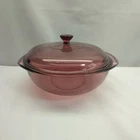 Vintage PYREX #024 Cranberry 2 Qt. Casserole Dish W/ Pyrex Lid 624C