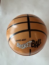 Tin Lithographed Basketball Coin Bank Ohio Art Sports Figures on Base with Plug
