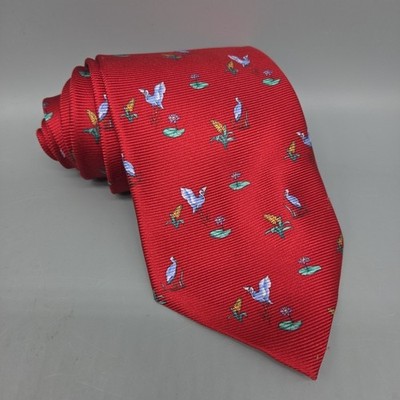 Solemare Maus Hoffman Pelican Floral Necktie Red