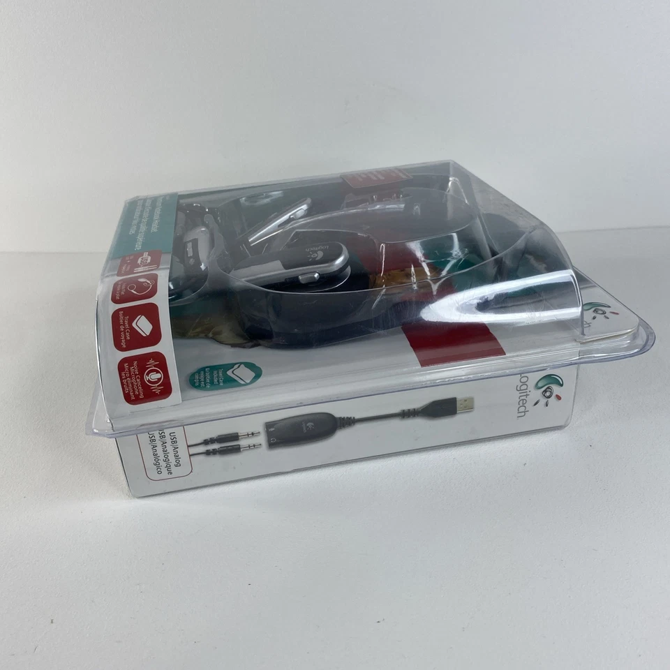 Logitech Premium Notebook Silver/Black Neckband Headset--  New Factory Sealed - Image 3 of 4