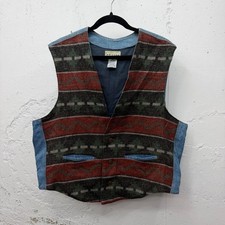 Vintage Western Aztec Tapestry Flannel Denim Vest by Arizona
