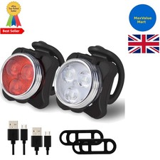 Lightweight 400 Lumen USB Rechargeable Bike Lights - Front and Rear Set